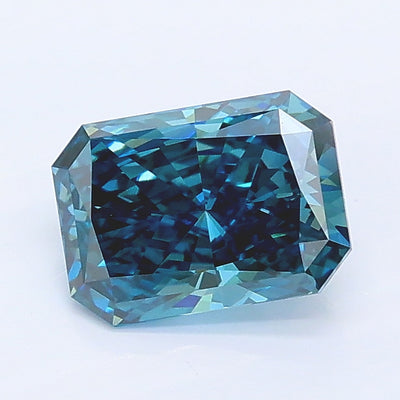 1.09 carat fancy deep blue radiant lab grown diamond VVS2 clarity