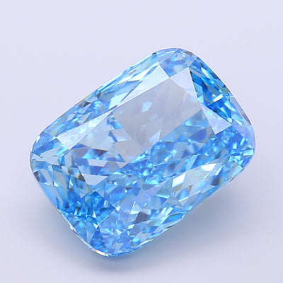 7.03 carat fancy vivid blue cushion lab grown diamond VS1 clarity