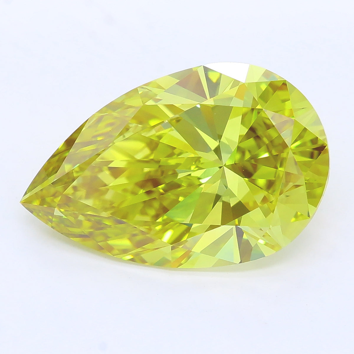 7.03 carat fancy vivid yellow pear lab grown diamond VVS2 clarity