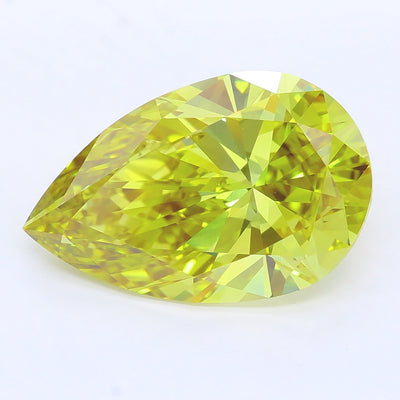 7.03 carat fancy vivid yellow pear lab grown diamond VVS2 clarity