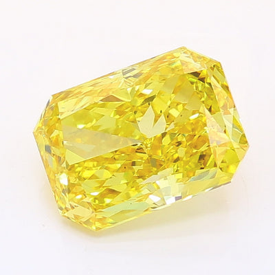 2.01 carat fancy vivid yellow radiant lab grown diamond VS2 clarity