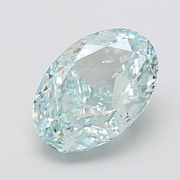 3.04 carat fancy intense bluish green oval lab grown diamond VVS2 clarity