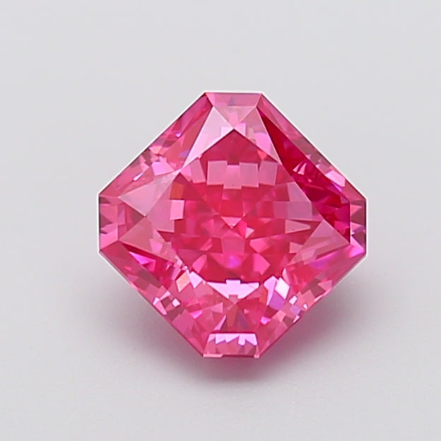 2.02 carat fancy vivid pink radiant lab grown diamond SI1 clarity
