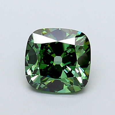 1.50 carat fancy vivid green old mine cushion lab grown diamond VS1 clarity