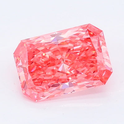 1.10 carat fancy vivid pink radiant lab grown diamond VVS2 clarity