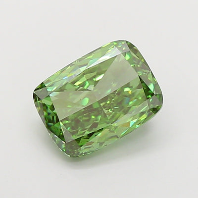 3.01 carat fancy vivid green cushion lab grown diamond VS1 clarity