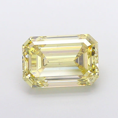 4.01 carat fancy yellow emerald lab grown diamond VS1 clarity