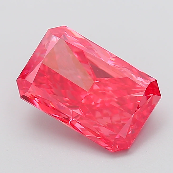 4.04 carat fancy vivid pink radiant lab grown diamond VVS2 clarity