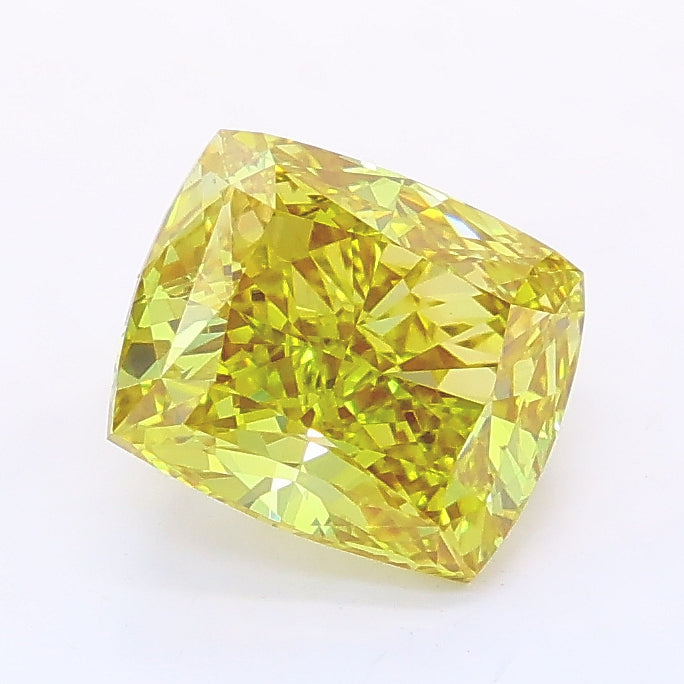 1.73 carat fancy vivid yellow cushion lab grown diamond VVS2 clarity