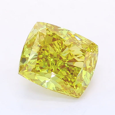 1.73 carat fancy vivid yellow cushion lab grown diamond VVS2 clarity