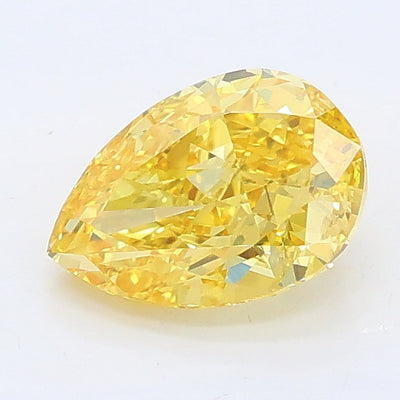 1.01 carat fancy vivid yellow pear lab grown diamond VVS2 clarity