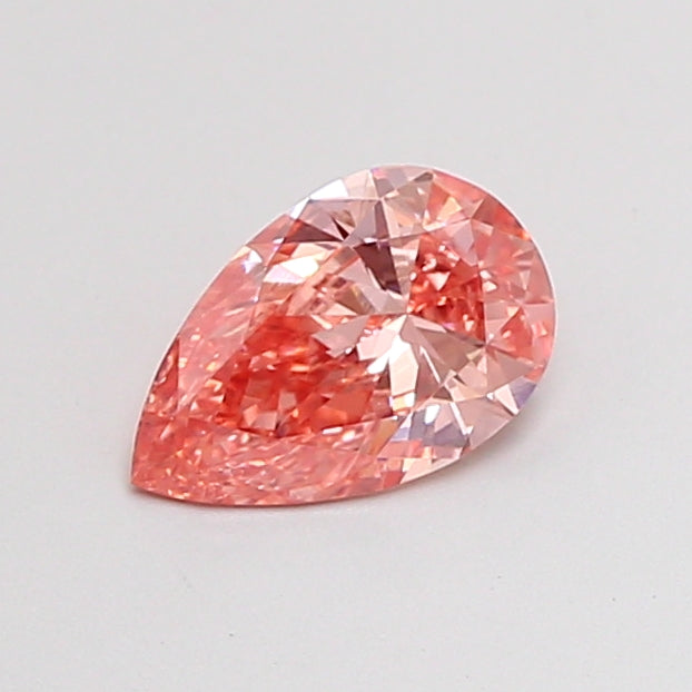 0.79 carat fancy vivid pink pear lab grown diamond VS1 clarity