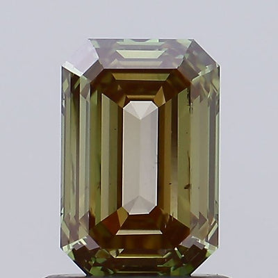 1.01 carat fancy brownish green emerald lab grown diamond VS2 clarity