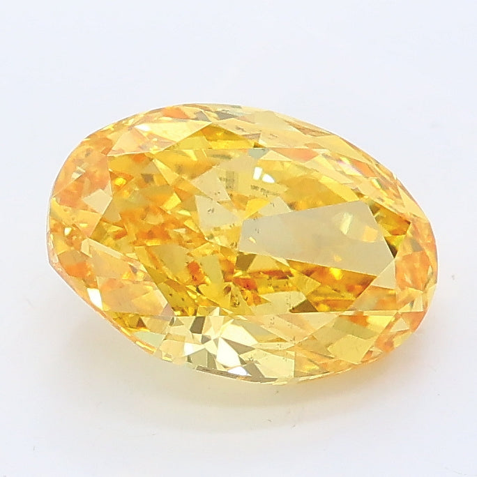 2.02 carat fancy vivid yellow oval lab grown diamond SI1 clarity