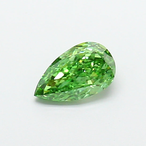 0.91 carat fancy vivid green pear lab grown diamond VVS2 clarity