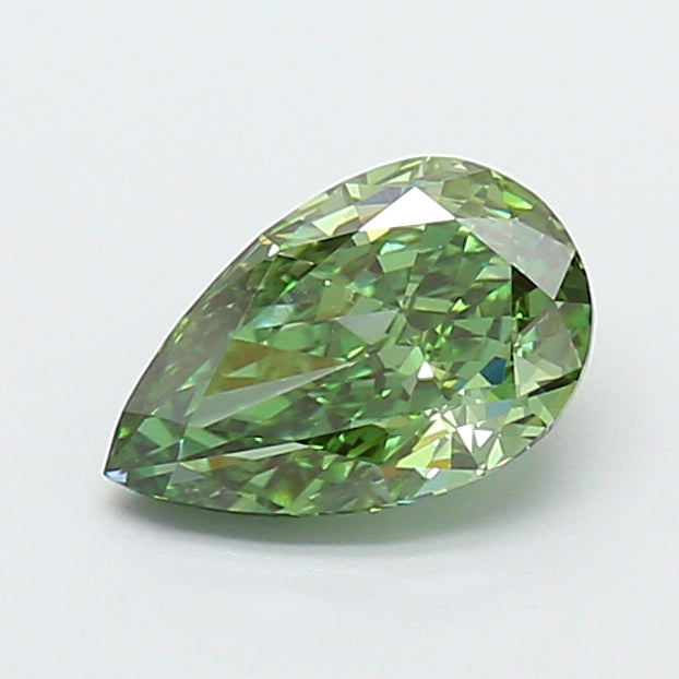 1.07 carat fancy vivid green pear lab grown diamond VVS2 clarity