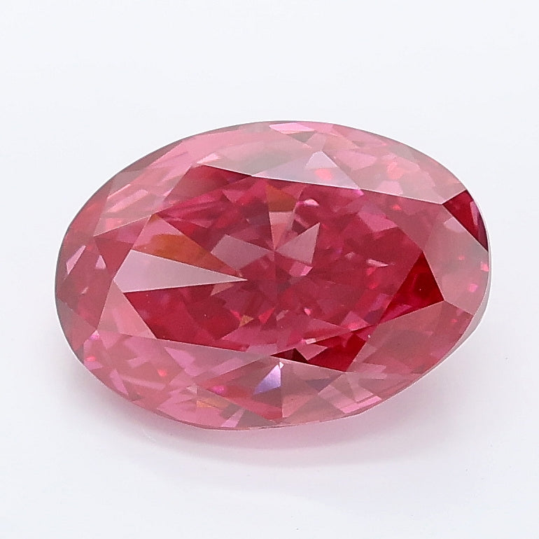 2.53 carat fancy vivid pink oval lab grown diamond VS2 clarity