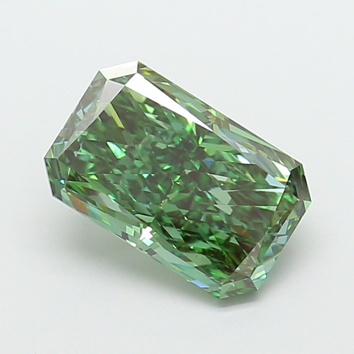 4.02 carat fancy vivid green radiant lab grown diamond VS2 clarity