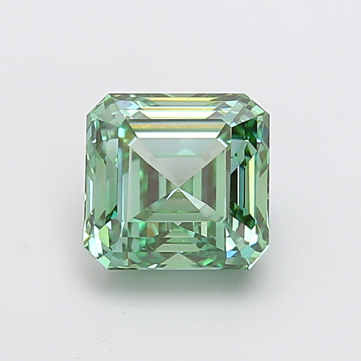 2.97 carat fancy vivid green asscher lab grown diamond VVS2 clarity