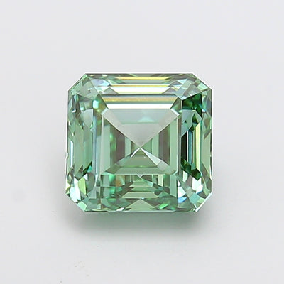 2.97 carat fancy vivid green asscher lab grown diamond VVS2 clarity