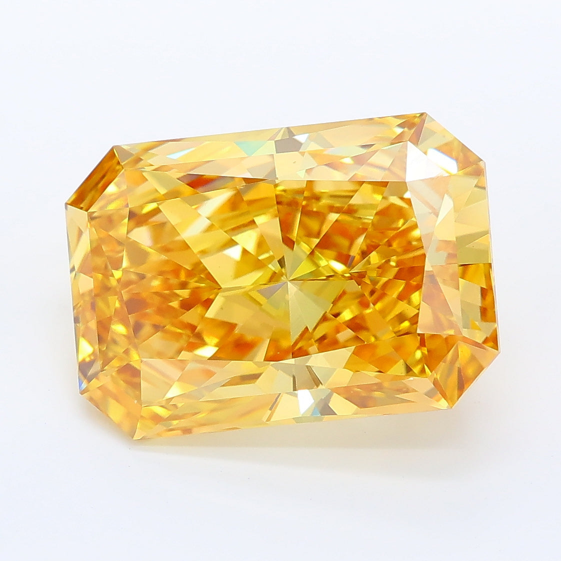 7.02 carat fancy intense yellow radiant lab grown diamond VS1 clarity