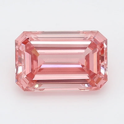 1.10 carat fancy vivid pink emerald lab grown diamond VVS2 clarity