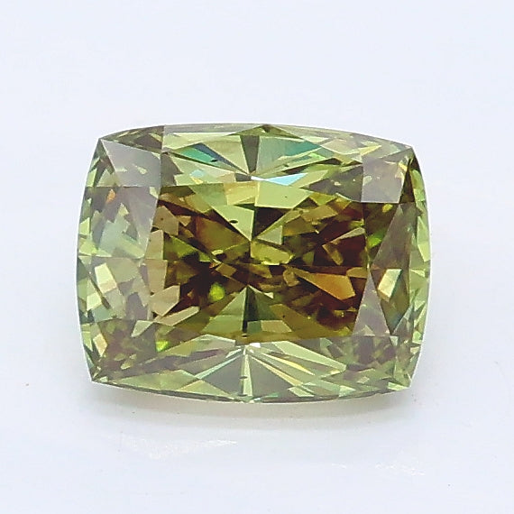 0.96 carat fancy vivid green cushion lab grown diamond VS2 clarity