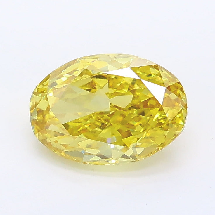 1.52 carat fancy intense yellow oval lab grown diamond VS2 clarity
