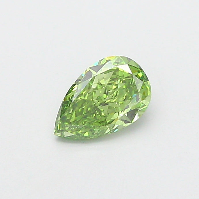 0.77 carat fancy vivid green pear lab grown diamond VS1 clarity
