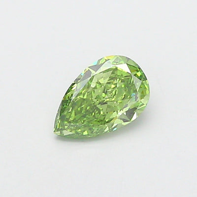 0.77 carat fancy vivid green pear lab grown diamond VS1 clarity