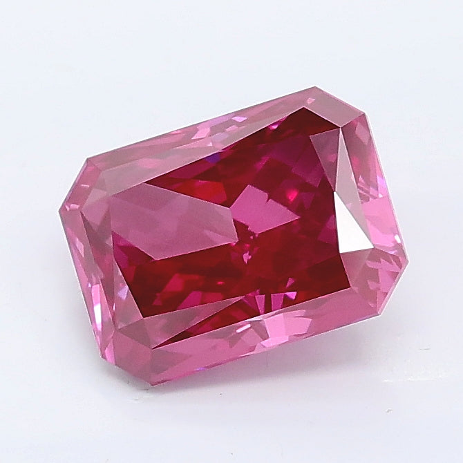 1.57 carat fancy vivid pink radiant lab grown diamond VS1 clarity