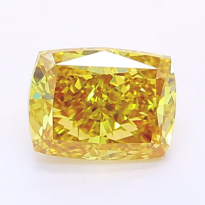 1.05 carat fancy vivid brownish yellow cushion lab grown diamond VVS2 clarity