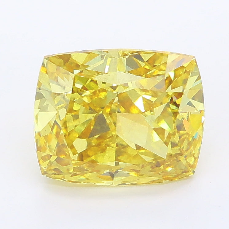 3.02 carat fancy intense yellow cushion lab grown diamond SI1 clarity