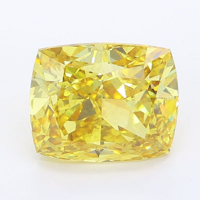 3.02 carat fancy intense yellow cushion lab grown diamond SI1 clarity