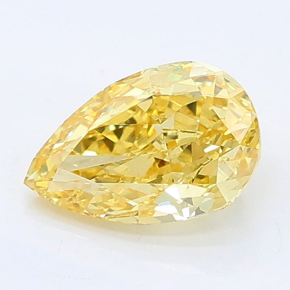 0.92 carat fancy intense yellow pear lab grown diamond VS1 clarity