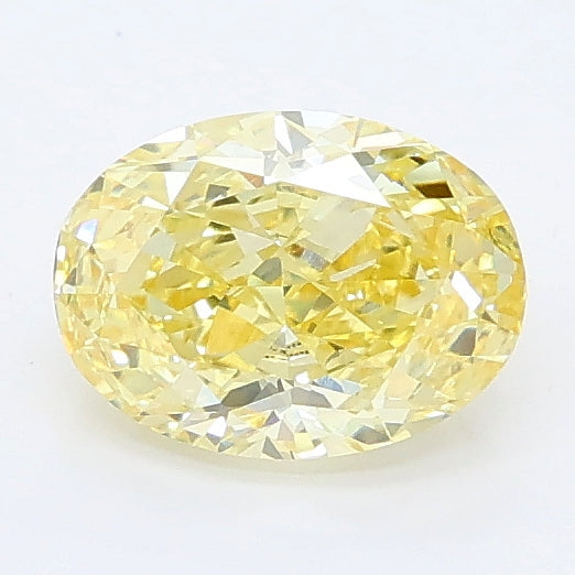 0.90 carat fancy yellow oval lab grown diamond VVS2 clarity