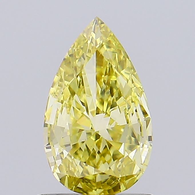 0.90 carat fancy intense yellow pear lab grown diamond VS1 clarity