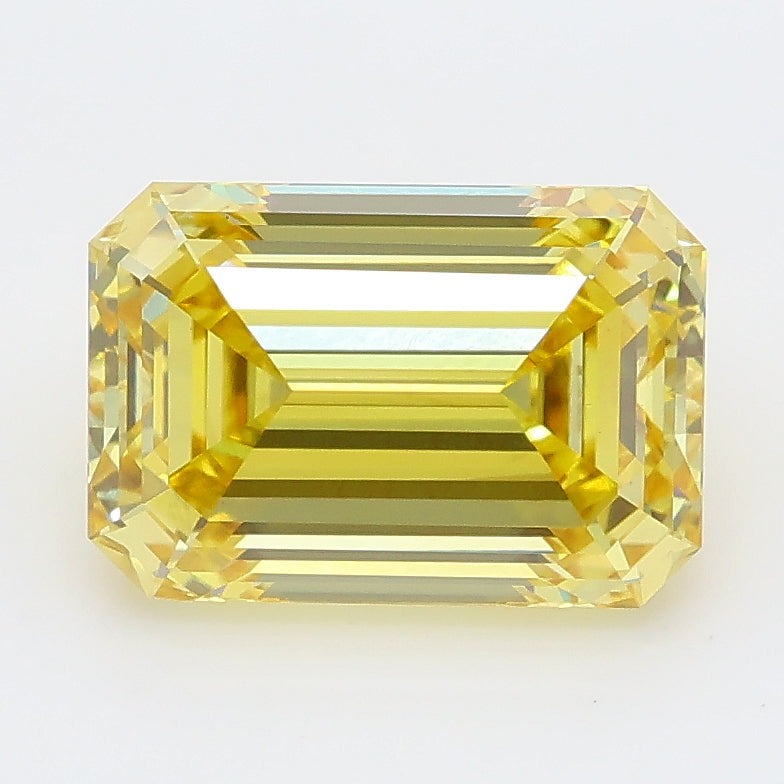 3.12 carat fancy intense yellow emerald lab grown diamond VS1 clarity