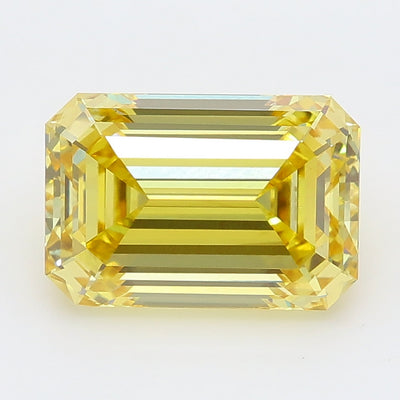 3.12 carat fancy intense yellow emerald lab grown diamond VS1 clarity