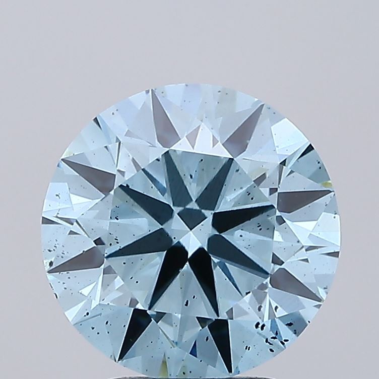 3.00 carat fancy intense blue round lab grown diamond SI2 clarity