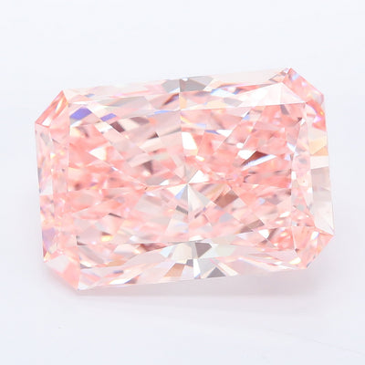 15.13 carat fancy vivid pink radiant lab grown diamond VVS2 clarity