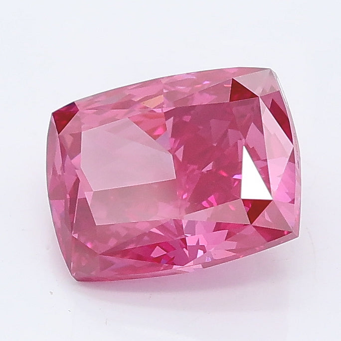 2.02 carat fancy vivid pink cushion lab grown diamond VS1 clarity
