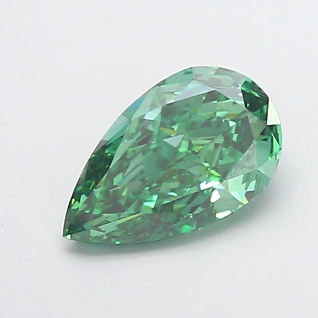 2.12 carat fancy vivid green pear lab grown diamond VVS2 clarity