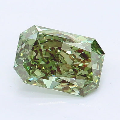 0.95 carat fancy vivid green radiant lab grown diamond VS1 clarity