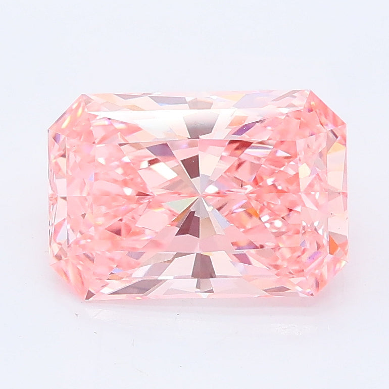 2.14 carat fancy vivid pink radiant lab grown diamond VS1 clarity