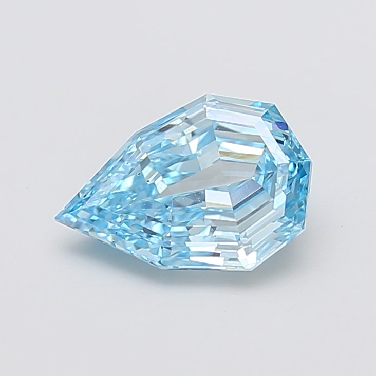 2.06 carat fancy vivid blue pear lab grown diamond VS1 clarity