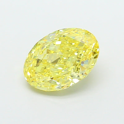 3.01 carat fancy vivid yellow oval lab grown diamond VS1 clarity