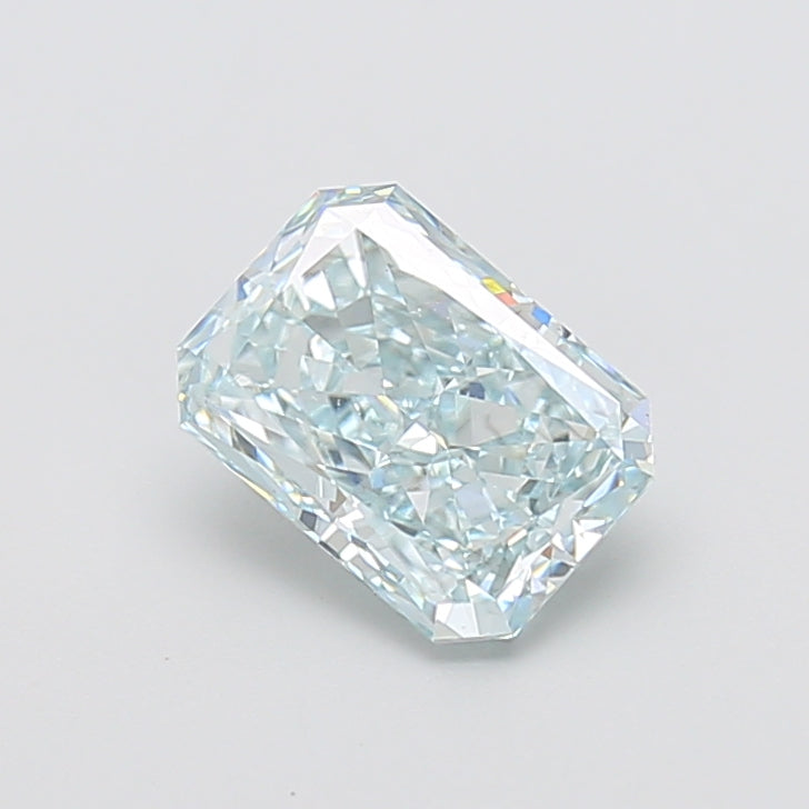 2.01 carat fancy intense blue green radiant lab grown diamond VS1 clarity