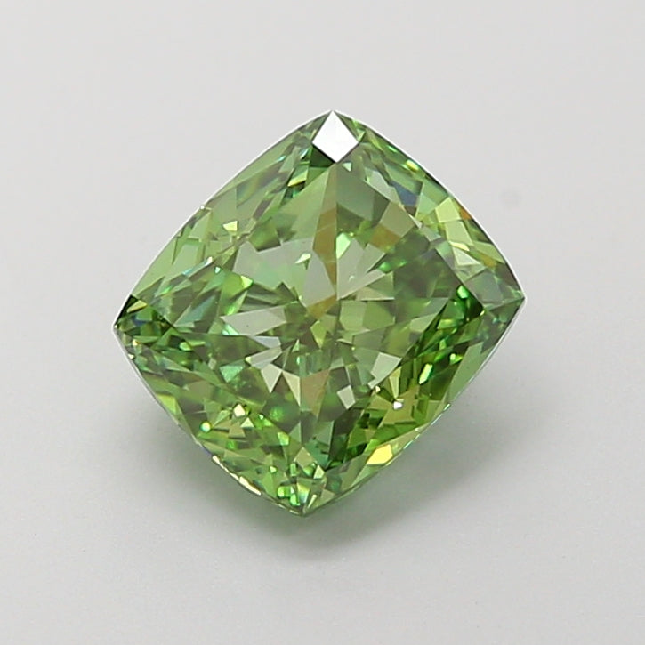 2.00 carat fancy vivid green cushion lab grown diamond VS1 clarity