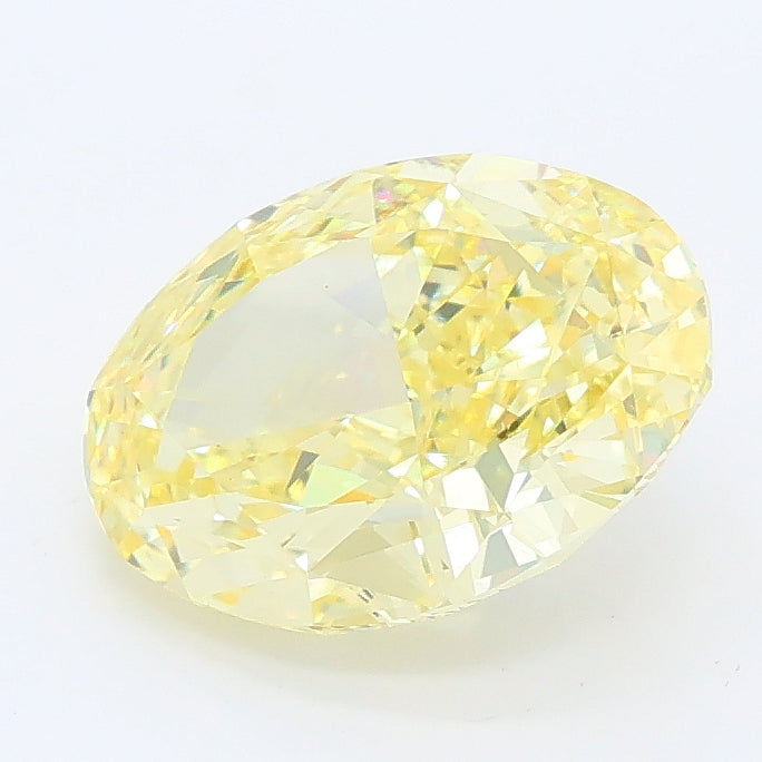 2.42 carat fancy intense yellow oval lab grown diamond VS1 clarity